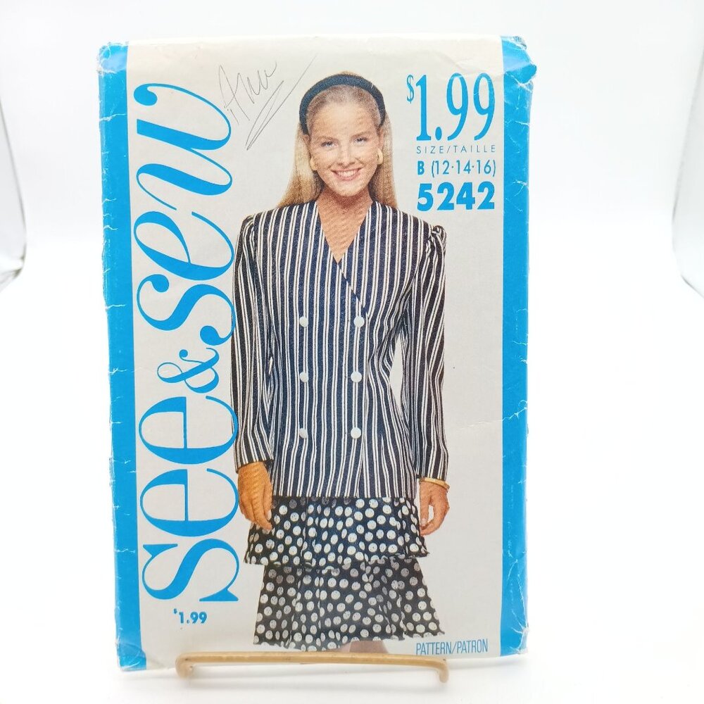 See & Sew Misses Jacket & Skirt Pattern Size B (12-14-16) 5242 Vintage Sewing